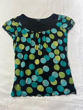Style & Co. Black Short-Sleeve Polka Dot Top